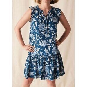 Matilda Jane Sleeveless Enchanted Garden Above Knee Dress Serenity Blue Floral M